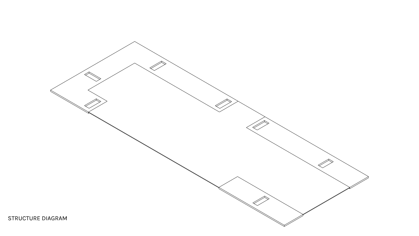 Looping animated diagram showing the building's structural frame assembly sequence from foundation to roof