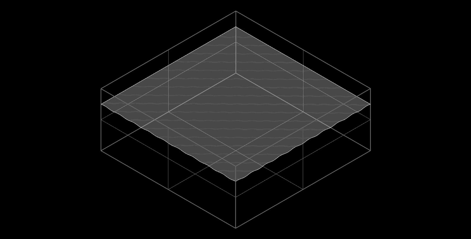 Looping isometric study of a single cymatic panel module across four states